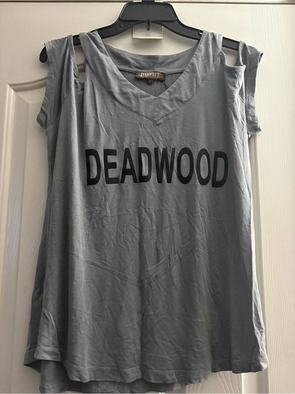 DEADWOOD Cutout Shoulder Tee - Gray